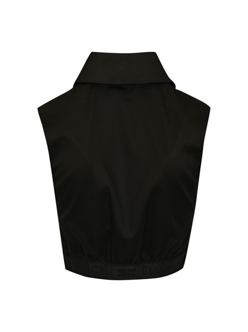 Camicia cropped in raso con papillon Elisabetta Franchi | CA10556E2110